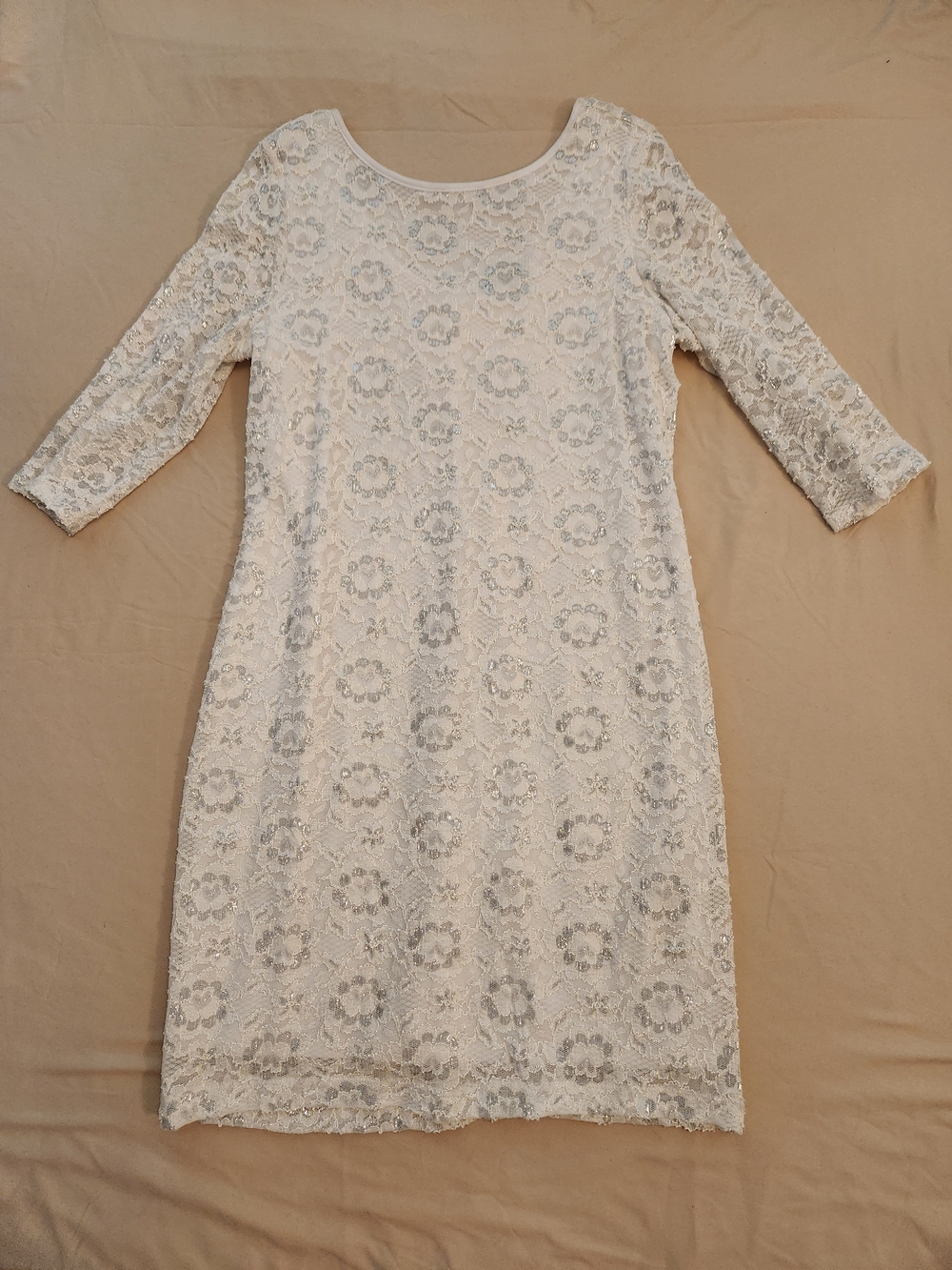 Onyx Nite Ivory Lace Long Sleeve Sheath Dress